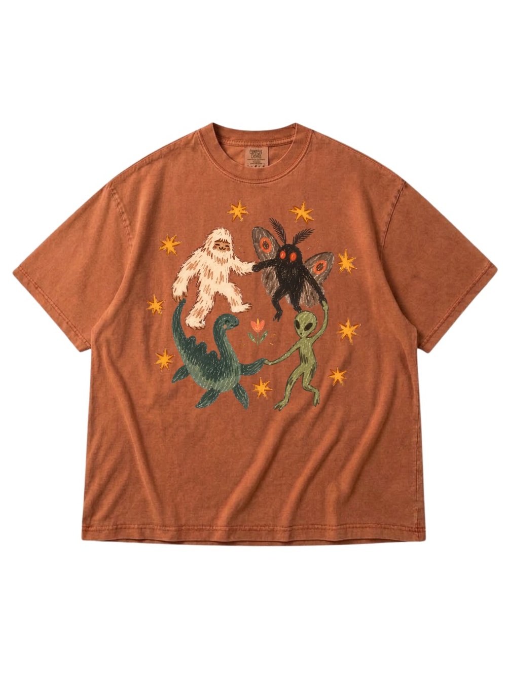 Comfort Colors Yam Short Sleeve Tee with Playful Monster Graphic